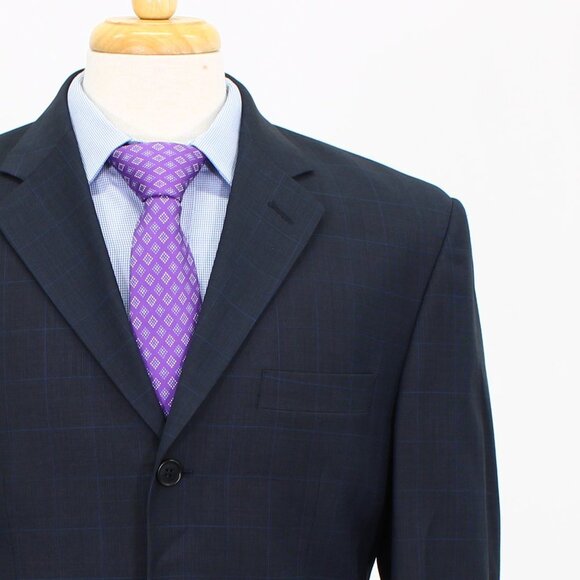 Missoni 40R 32x28 Navy Check 3-Button Suit R352 - Picture 7 of 15